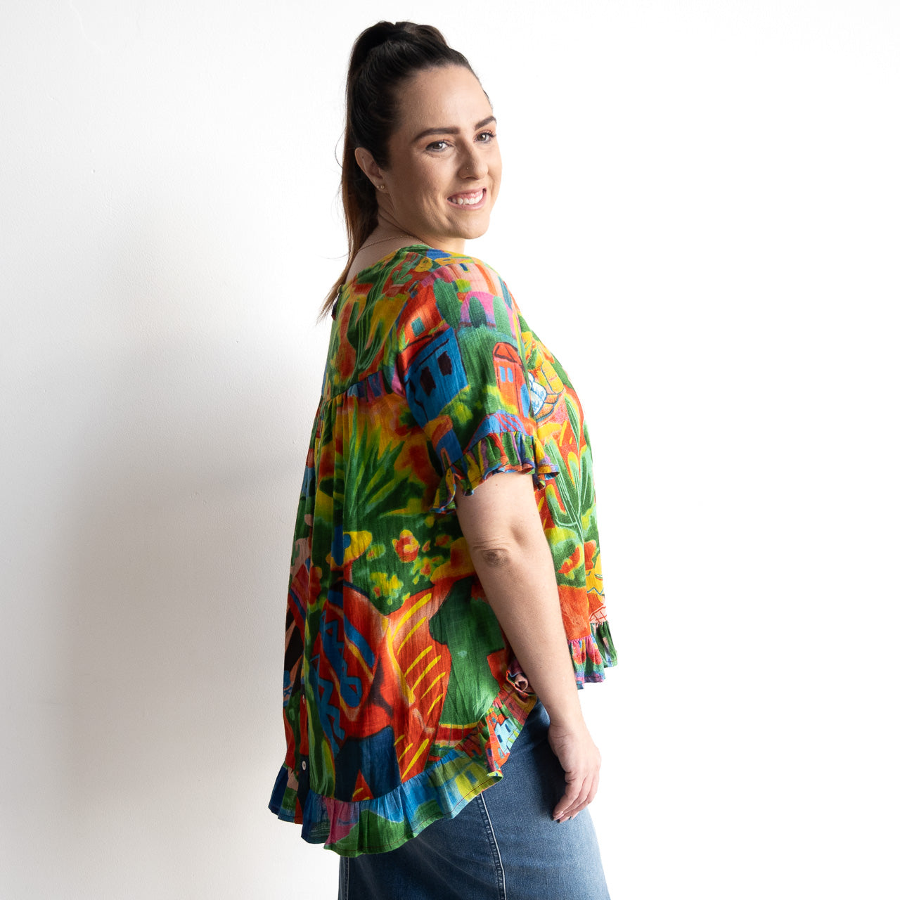 Chic Ruffle Hem Blouse - Citadelle - 1356