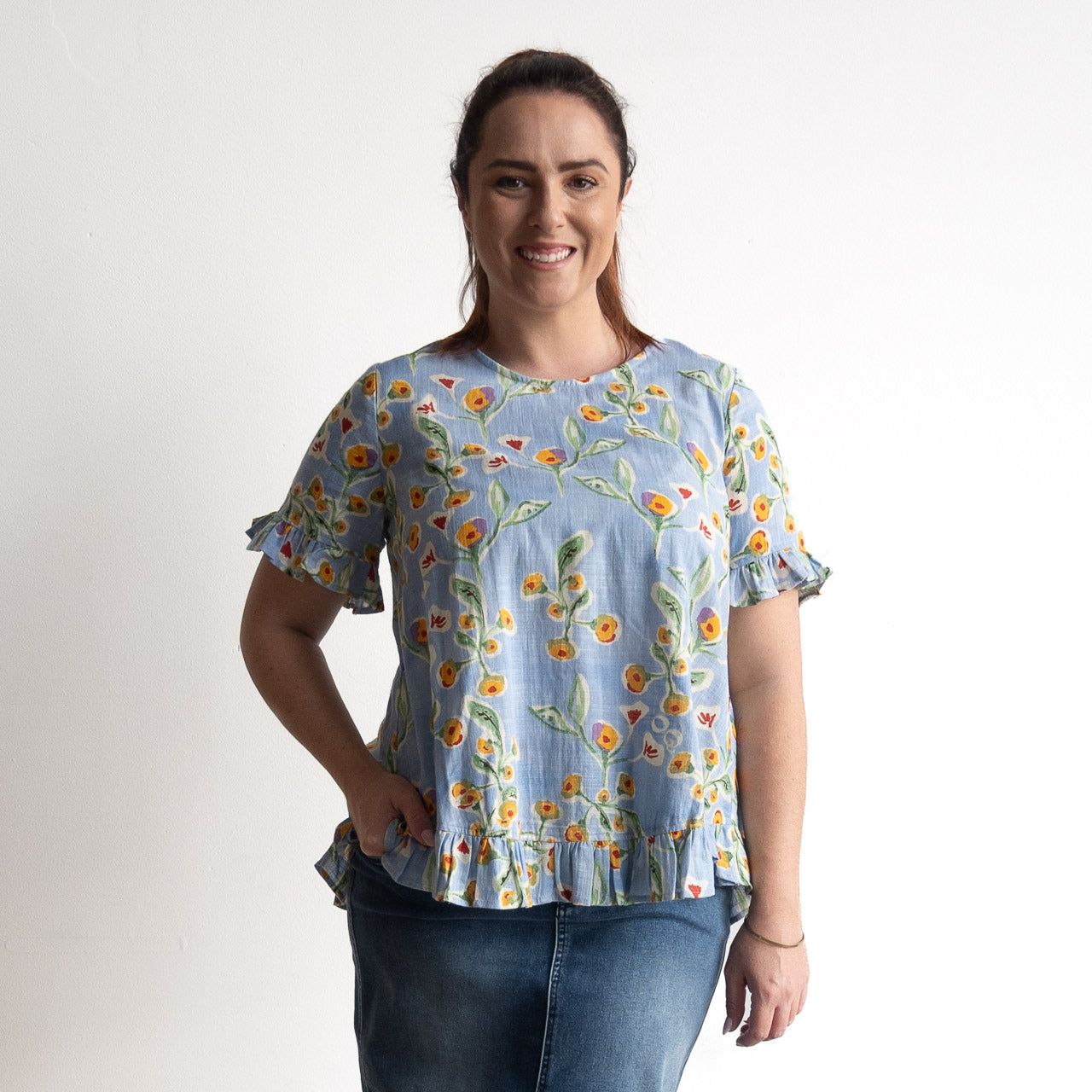 Chic Ruffle Hem Blouse - Sur Mer - 92190