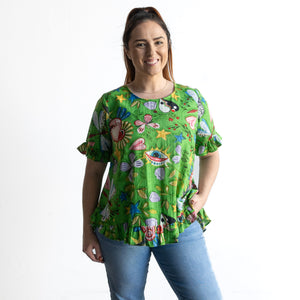 Chic Ruffle Hem Blouse by Orientique Australia - Sante Fe - 42177