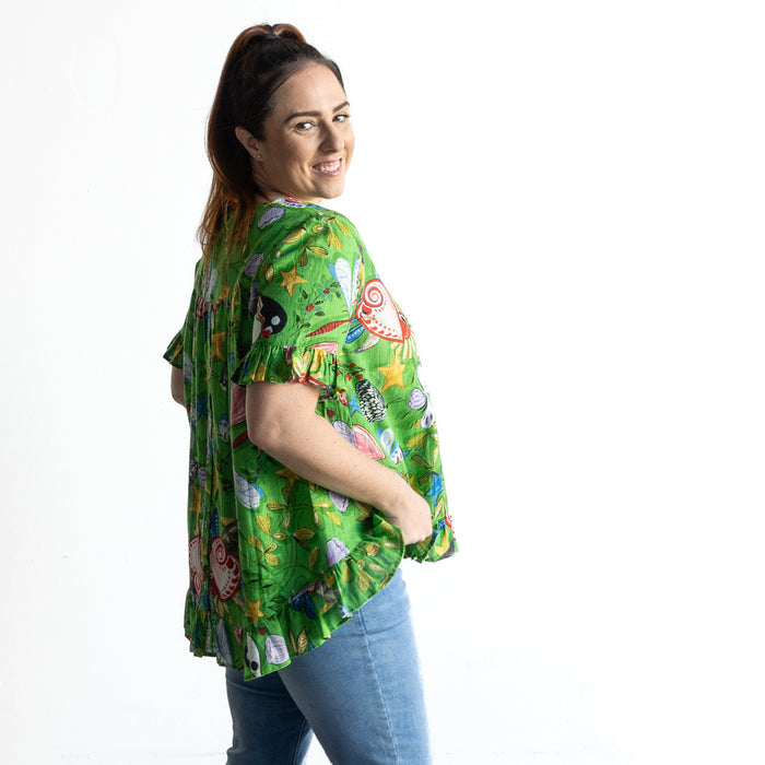 Chic Ruffle Hem Blouse by Orientique Australia - Sante Fe - 42177