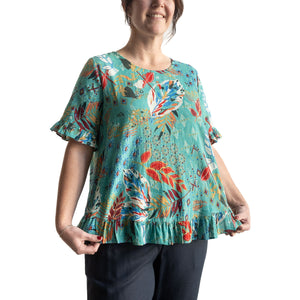 Chic Ruffle Hem Top by Orientique Australia - Serengeti - 9238