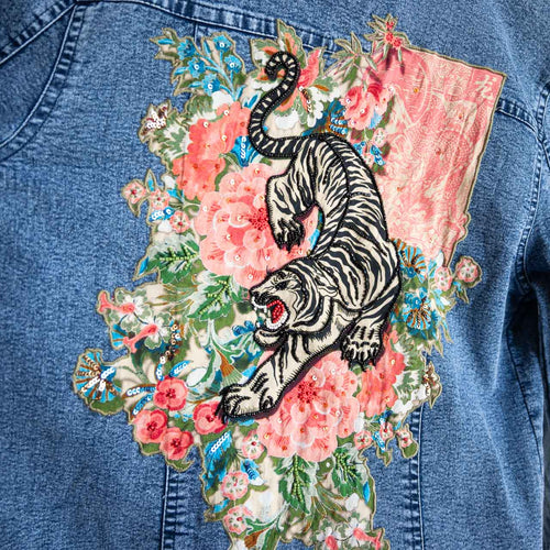 Classic Denim Applique Jacket by Orientique - Keqioa - 62804