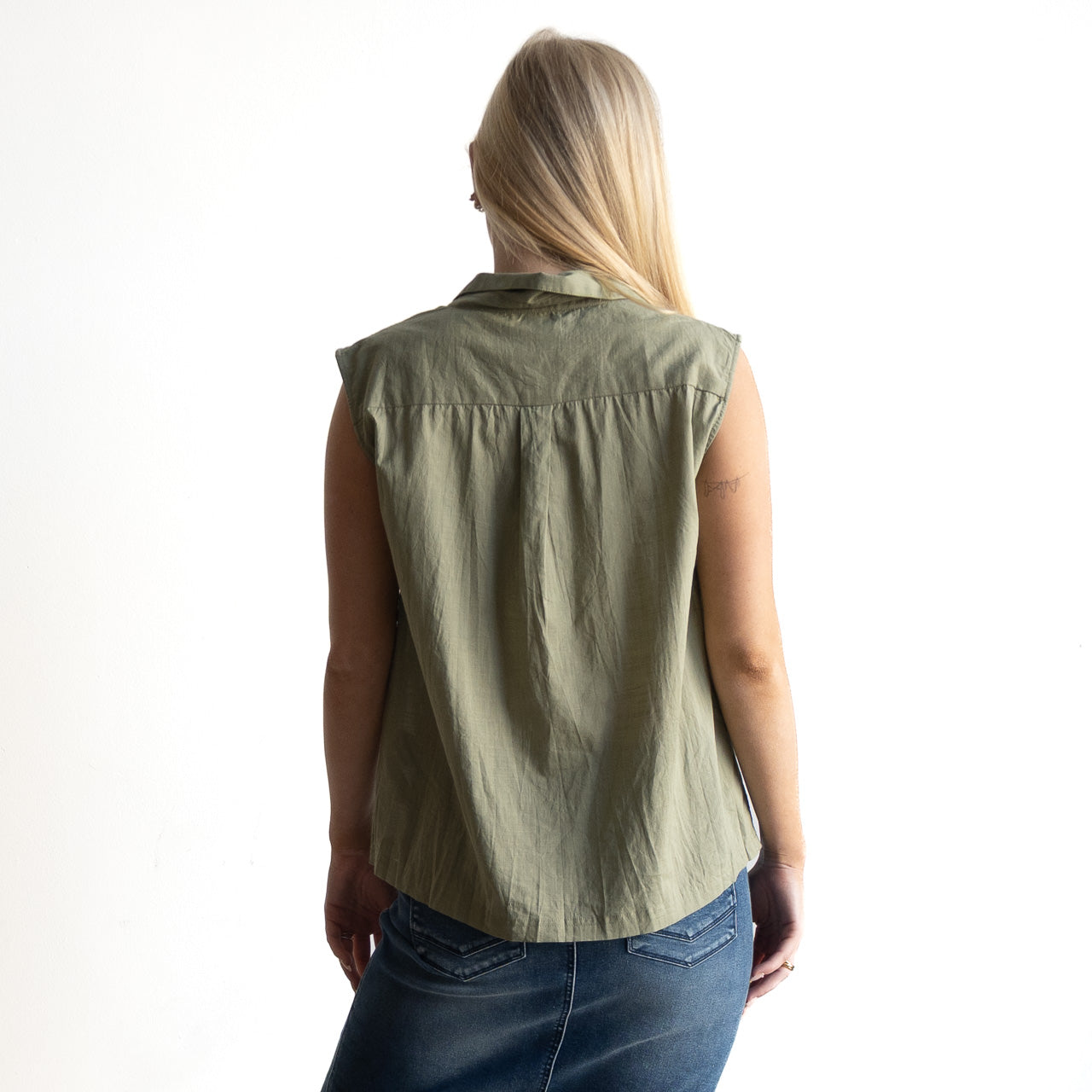 Collared Cotton Tank Top - 52723