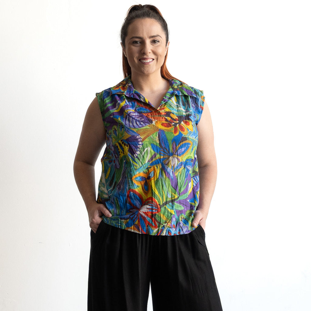 Collared Tank Top by Orientique Australia - Zapallar - 82217