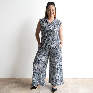 Wide-leg Summer Pant by Orientique Australia - Aksharay Navy - 4664