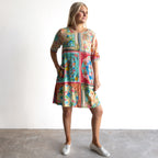 Contemporary Shift Dress - Foulard Fleurs - 61058