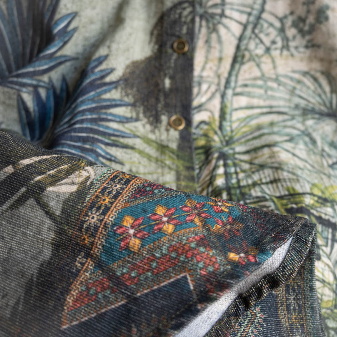 Cotton Corduroy Shirt Blouse by Orientique - Tropical Jungle - 72569