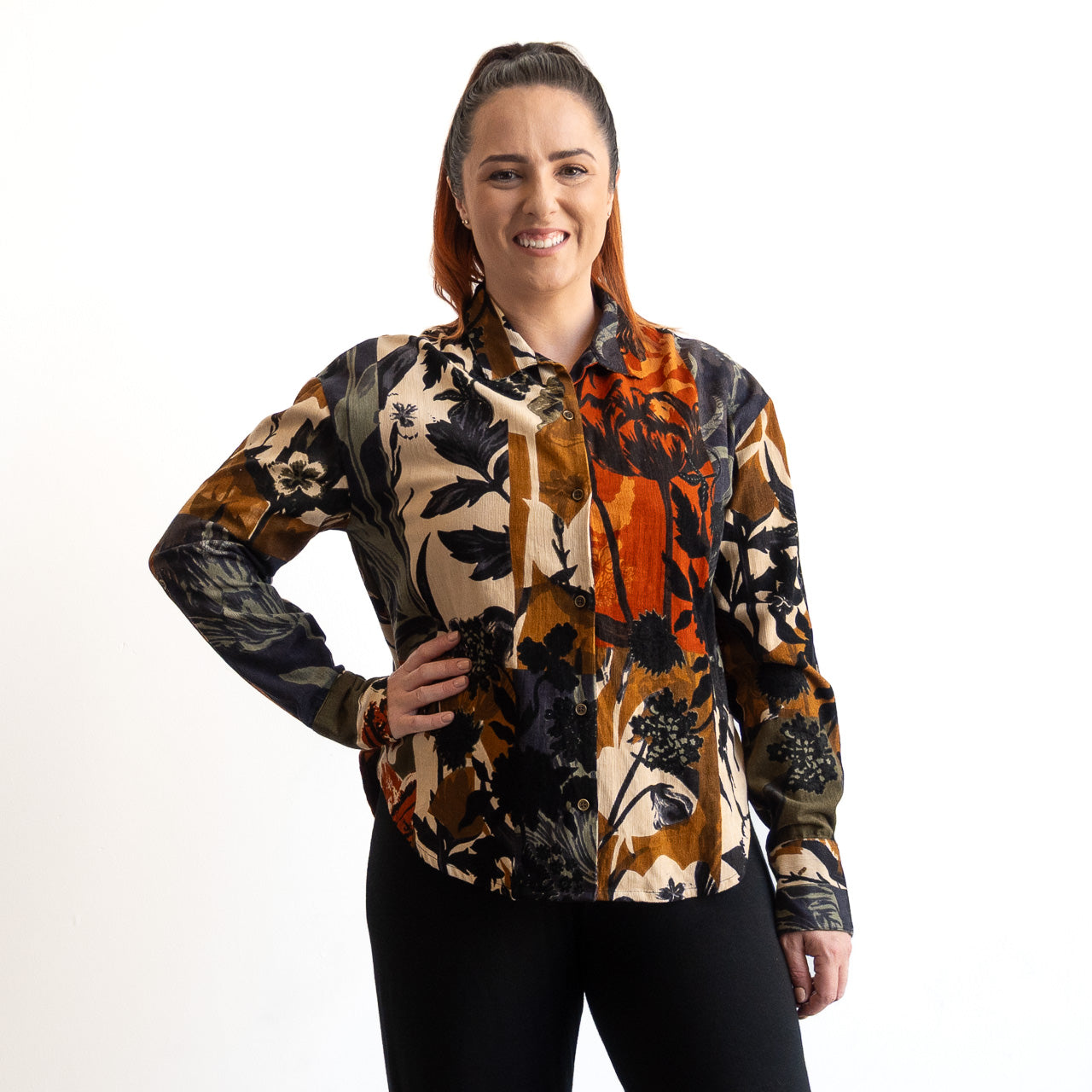 Cotton Corduroy Button-Through Shirt by Orientique - Dagomba - 32465