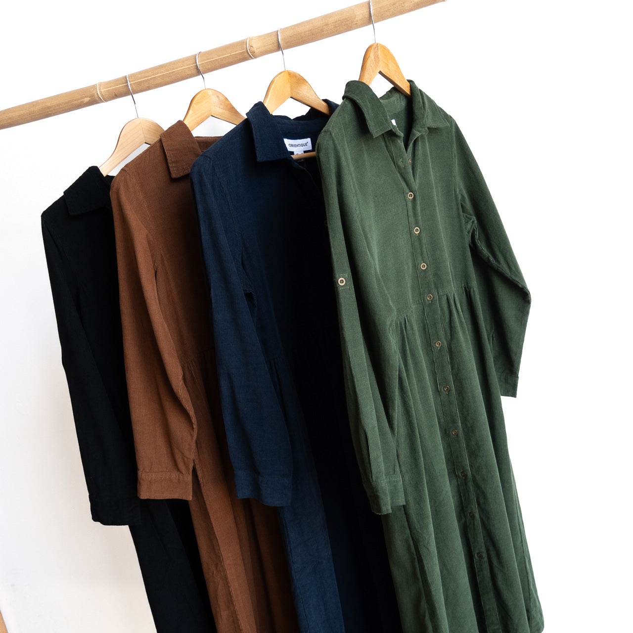 Cotton Corduroy Midi Shirt Dress by Orientique - 21484