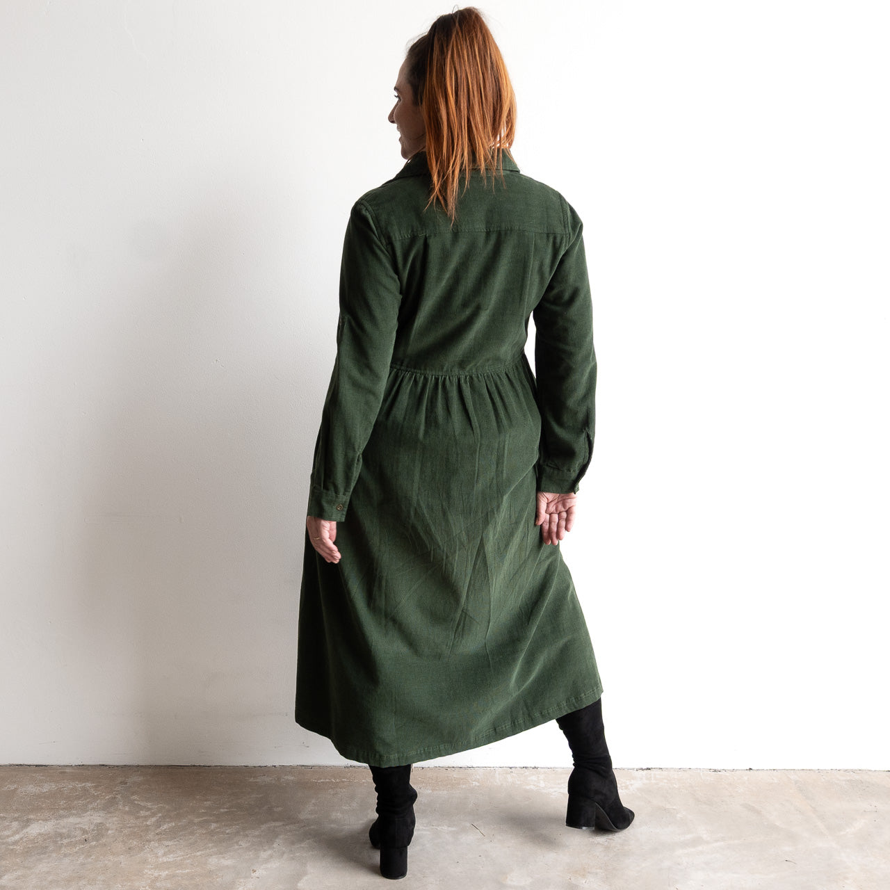 Cotton Corduroy Midi Shirt Dress by Orientique - 21484