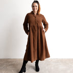 Cotton Corduroy Midi Shirt Dress by Orientique - 21484