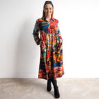 Cotton Corduroy Midi Shirt Dress by Orientique - Nippori - 61774