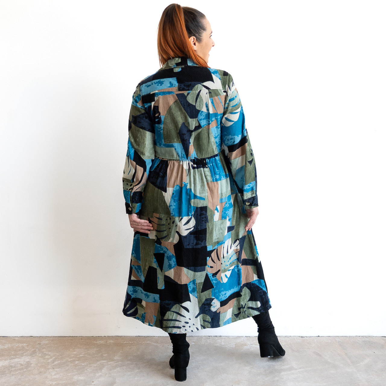 Cotton Corduroy Midi Shirt Dress by Orientique - Panama - 21479