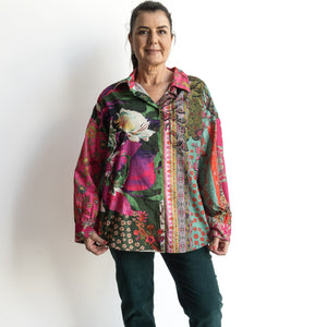 Cotton Corduroy Oversize Shirt Blouse by Orientique Australia - Flora - 72535