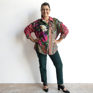 Cotton Corduroy Oversize Shirt Blouse by Orientique Australia - Flora - 72535