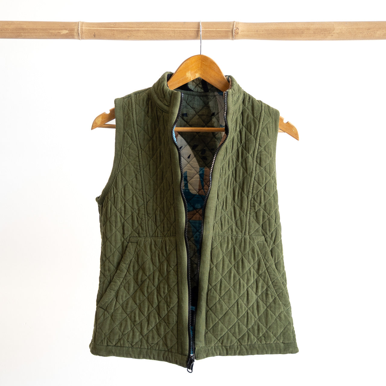 Cotton Corduroy Quilted Reversible Vest by Orientique - Panama- 23136