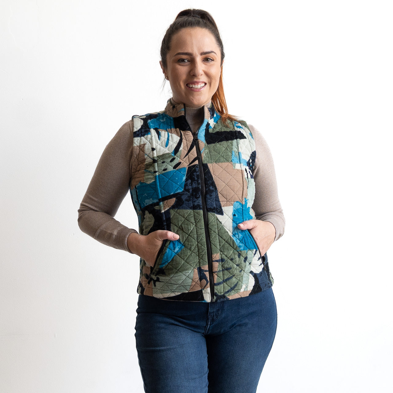 Cotton Corduroy Quilted Reversible Vest by Orientique - Panama - 23136