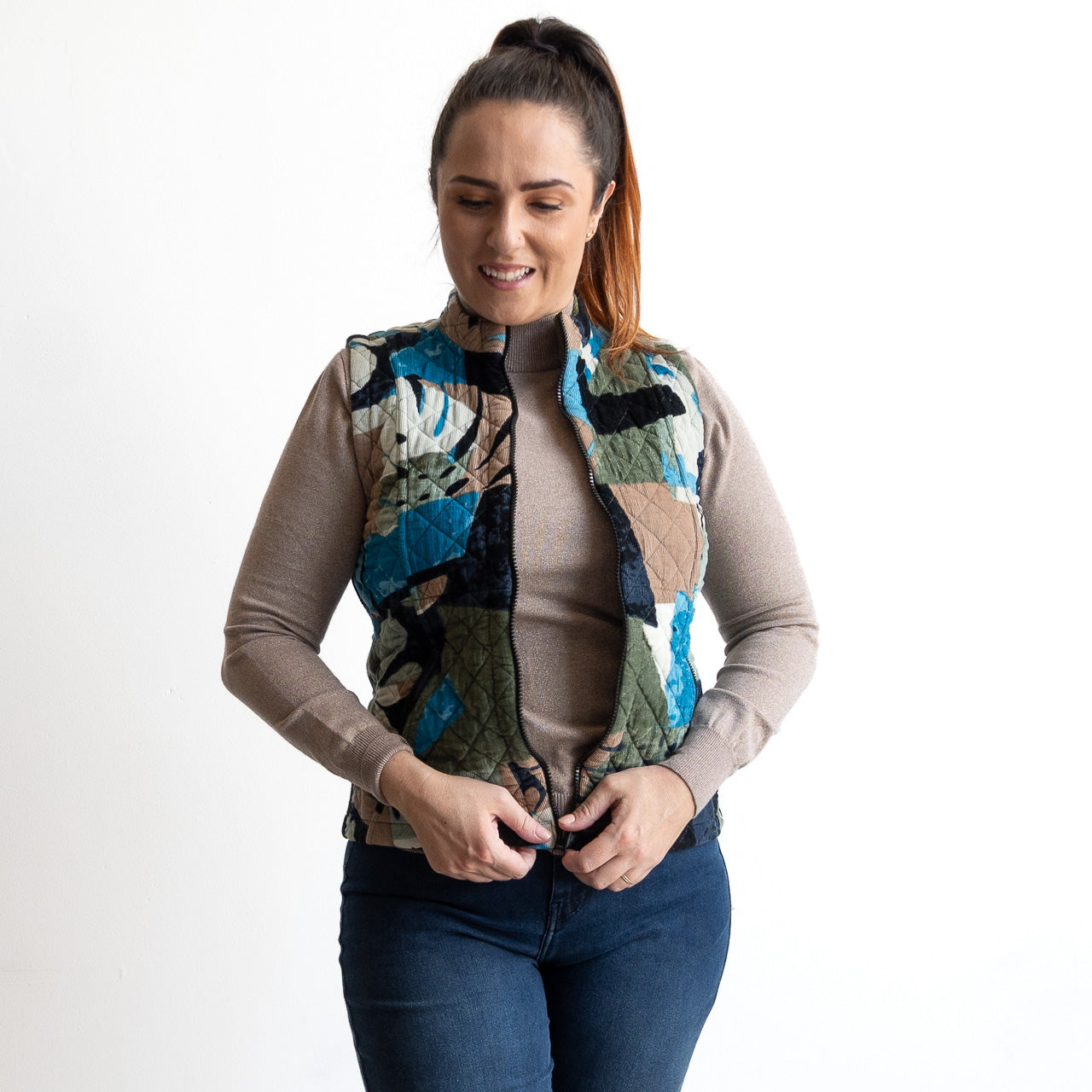 Cotton Corduroy Quilted Reversible Vest by Orientique - Panama - 23136