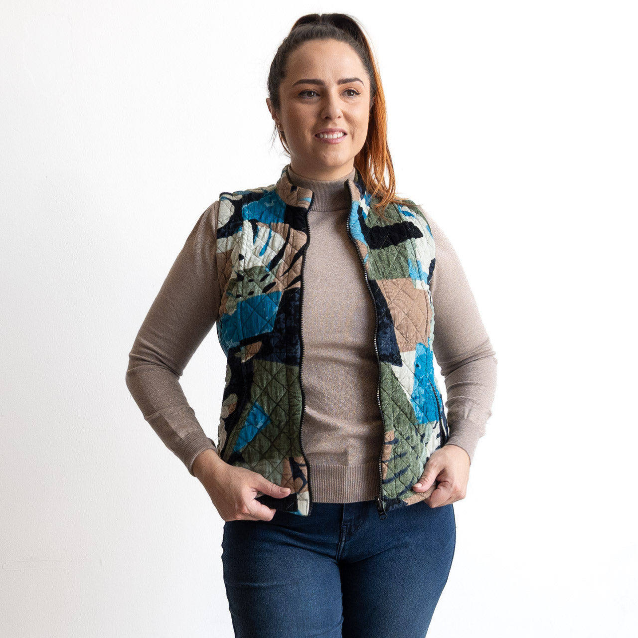 Cotton Corduroy Quilted Reversible Vest by Orientique - Panama - 23136