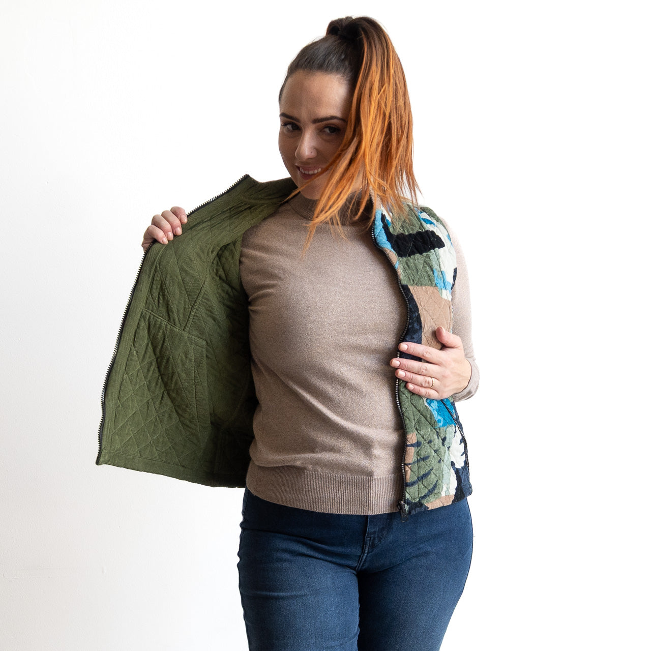 Cotton Corduroy Quilted Reversible Vest by Orientique - Panama- 23136