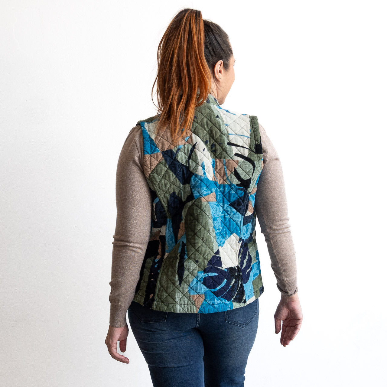 Cotton Corduroy Quilted Reversible Vest by Orientique - Panama - 23136