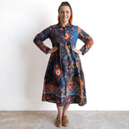 Cotton Corduroy Shirt Dress by Orientique - Embroidery - 71605