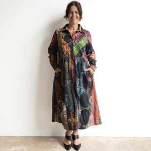 Cotton Corduroy Shirt Dress by Orientique Australia - Mosaic - 71556