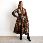 Cotton Corduroy Tiered Midi Dress by Orientique - Dagomba - 31043