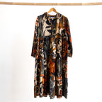 Cotton Corduroy Tiered Midi Dress by Orientique - Dagomba - 31043