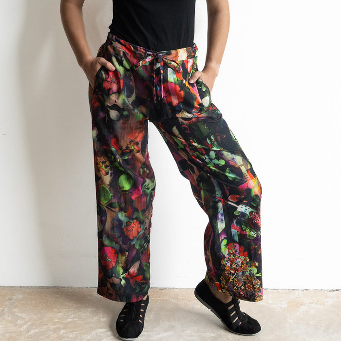 Cotton Corduroy Wide Leg Pant by Orientique Australia - Jungle - 76061