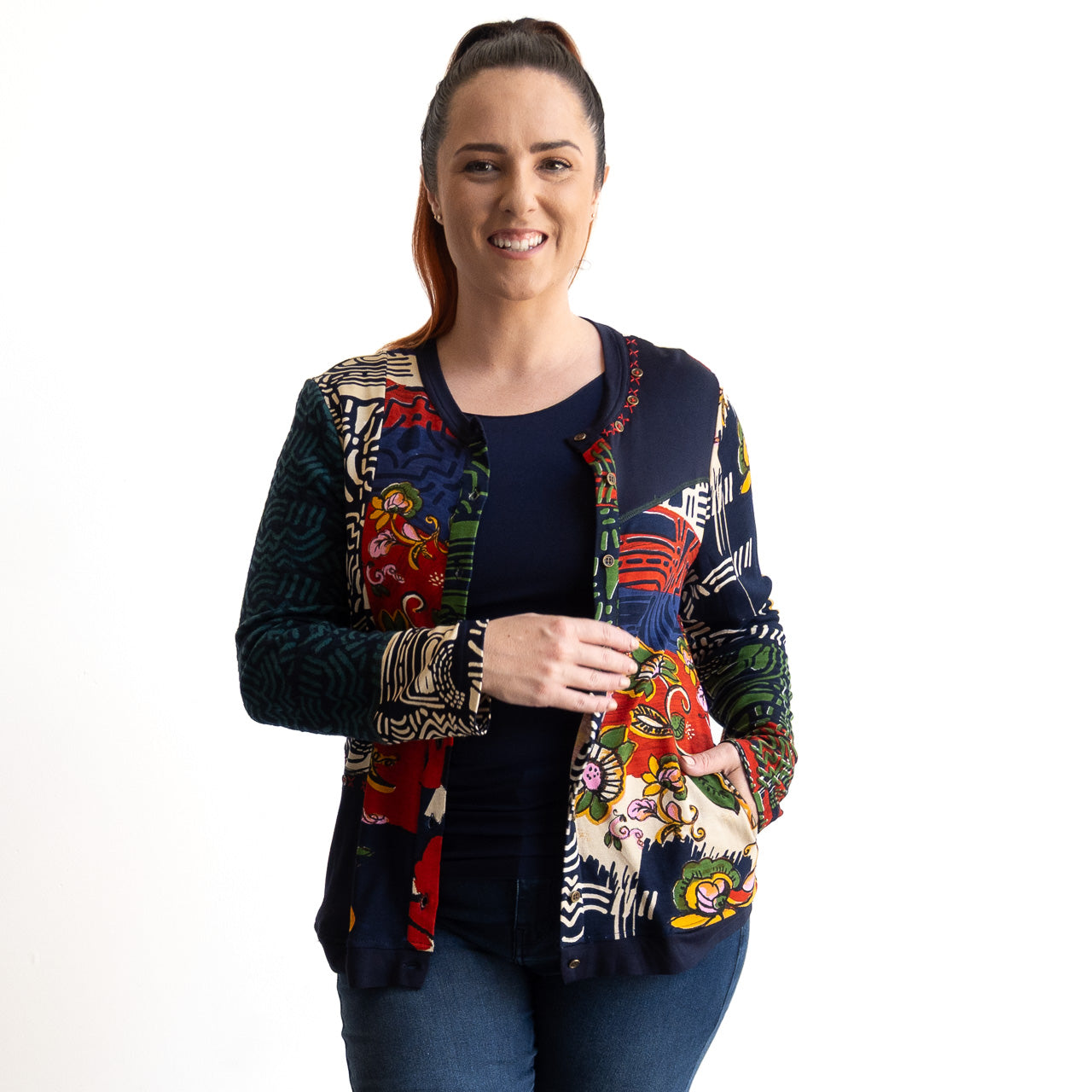 Cotton Jersey Cardigan by Orientique Australia - Zapotec - 32480