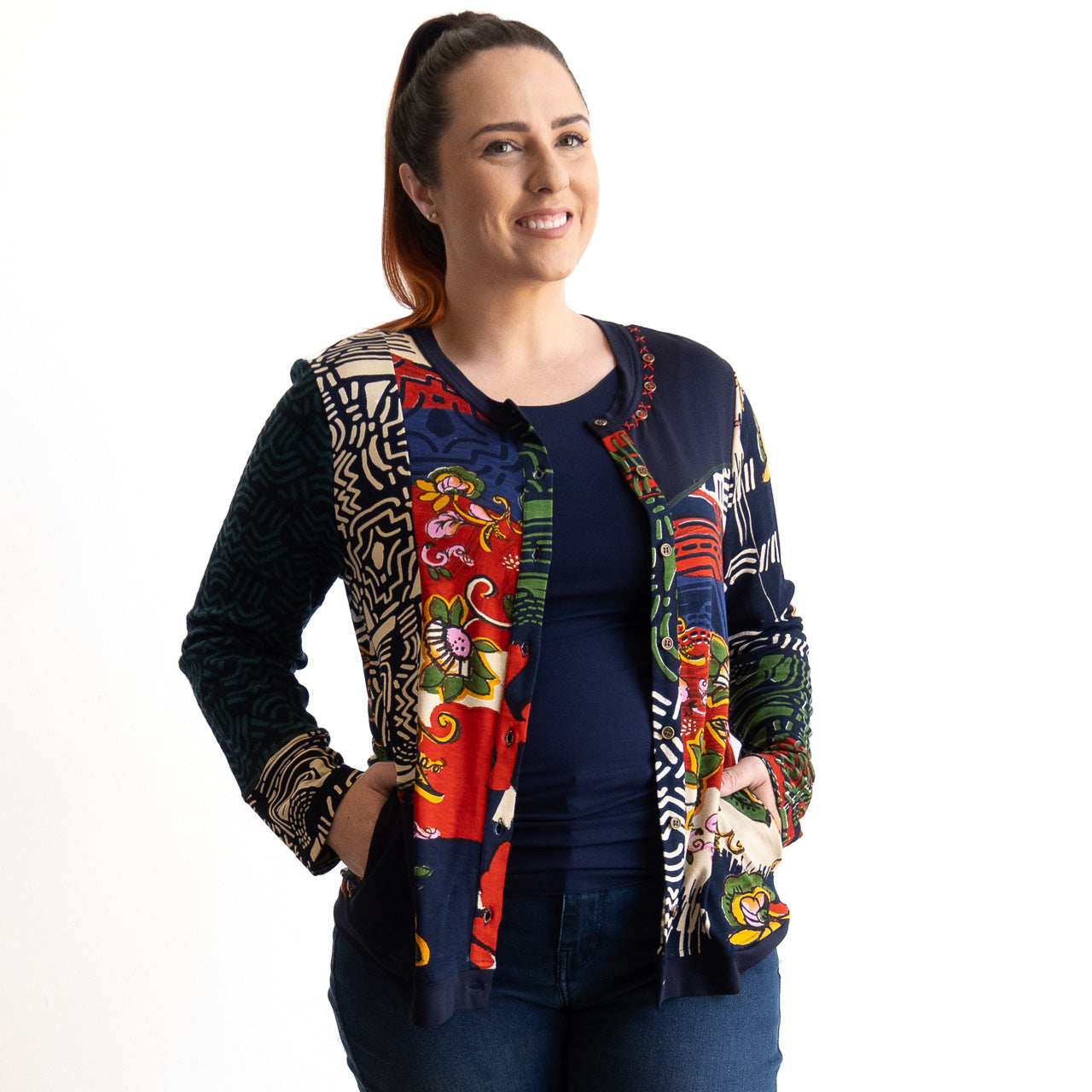 Cotton Jersey Cardigan by Orientique Australia - Zapotec - 32480