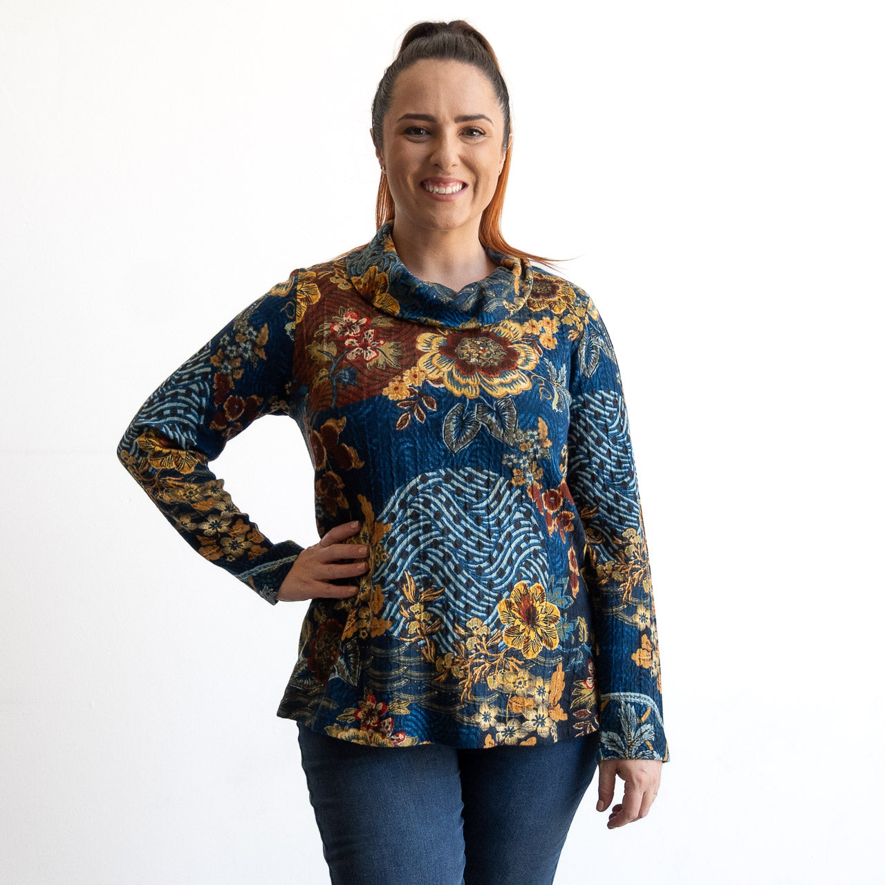 Cotton Jersey Cowl Neck Top by Orientique - Maluku - 23121