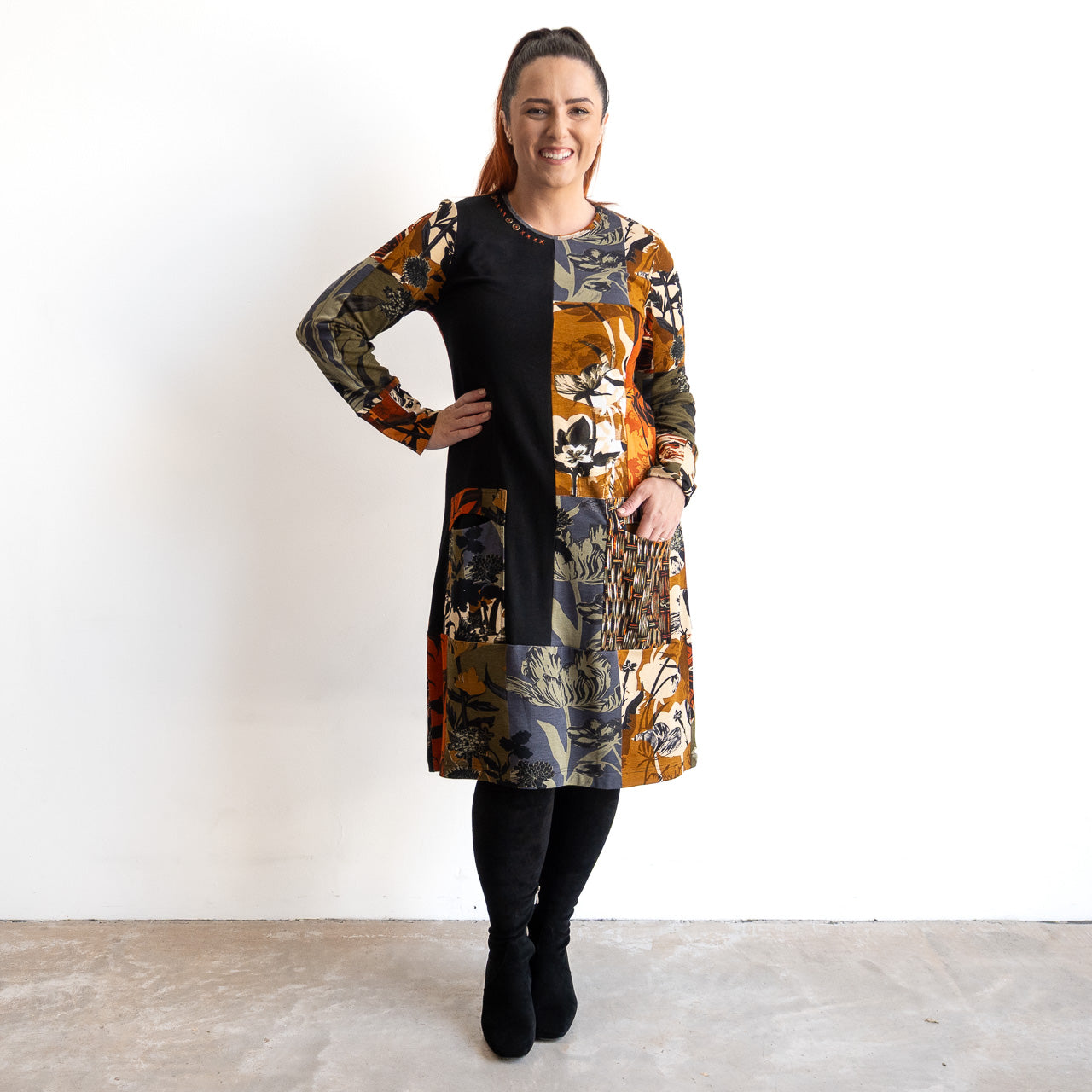 Cotton Jersey Panel Dress by Orientique - Dagomba - 31044