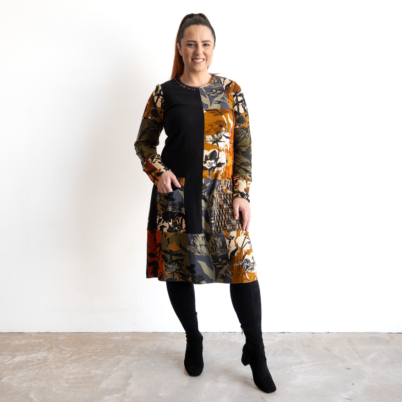 Cotton Jersey Panel Dress by Orientique - Dagomba - 31044