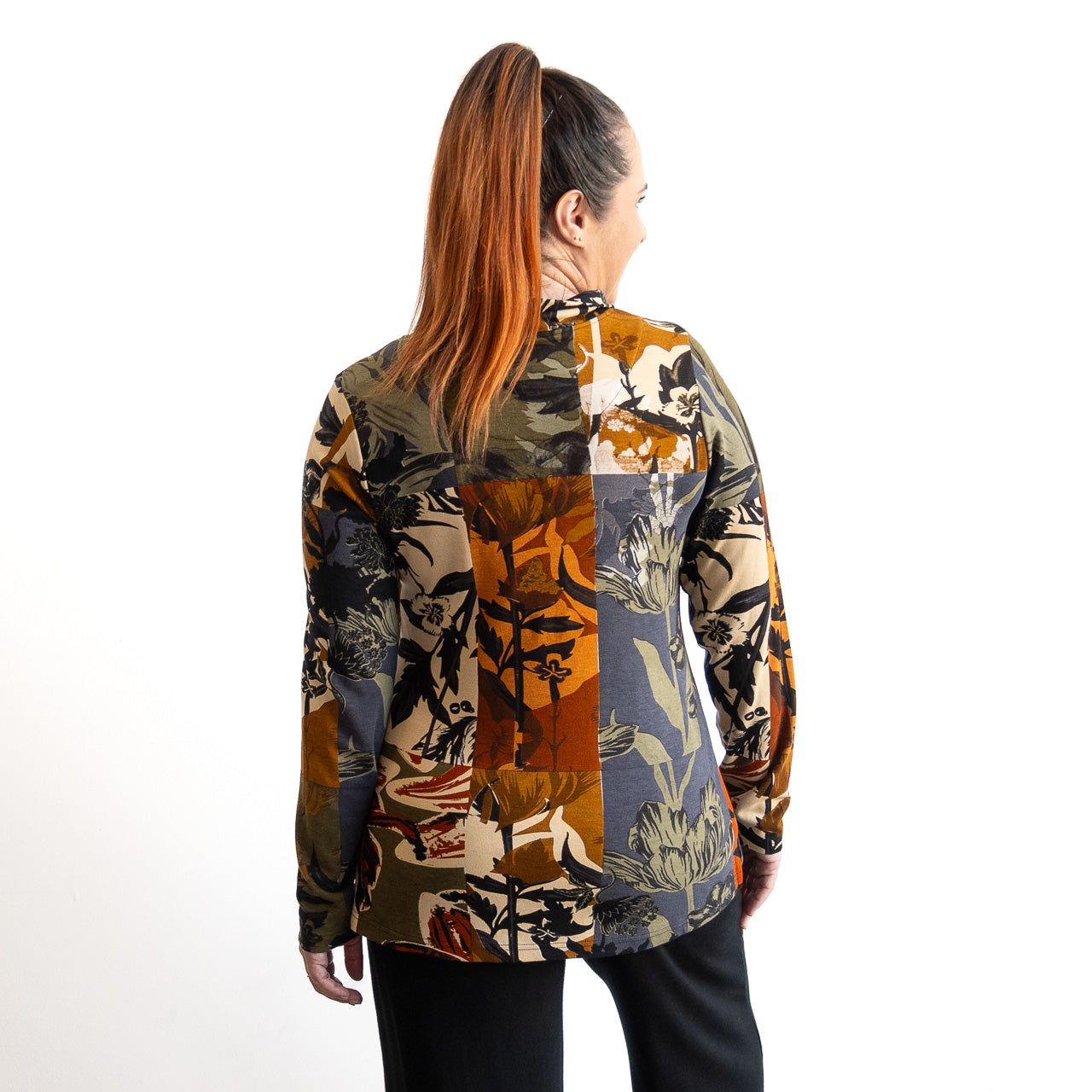 Cotton Jersey V-neck Cowl Top by Orientique - Dagomba - 32461