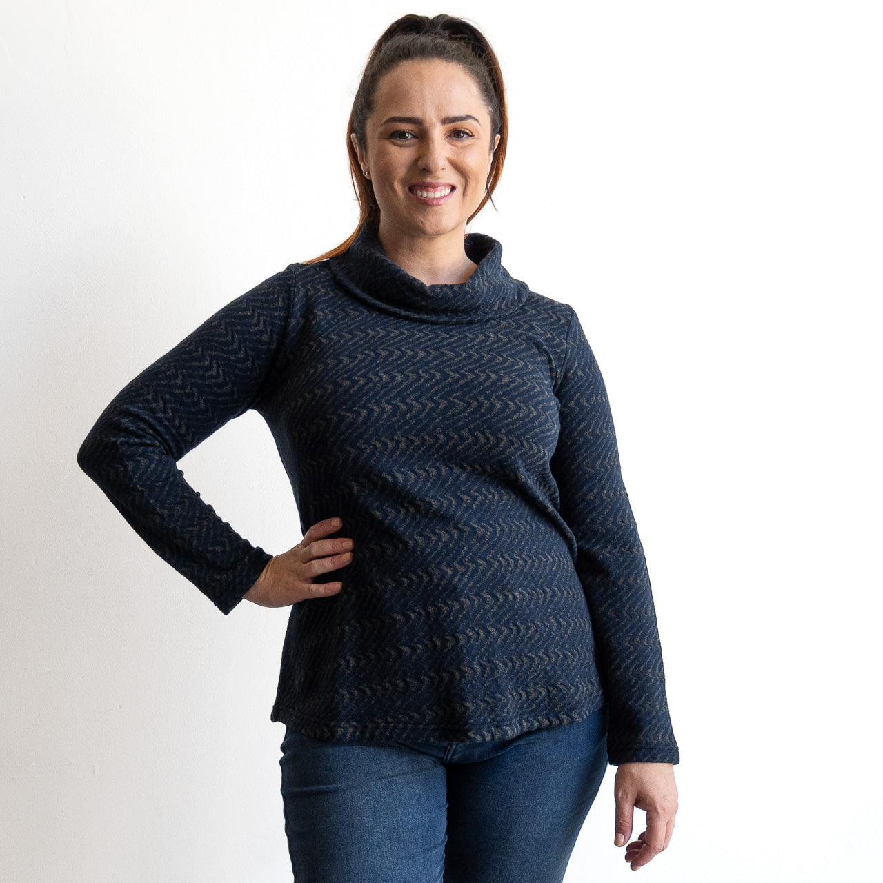 Cotton Knit Cowl Neck Top by Orientique - Maluku - 23121A