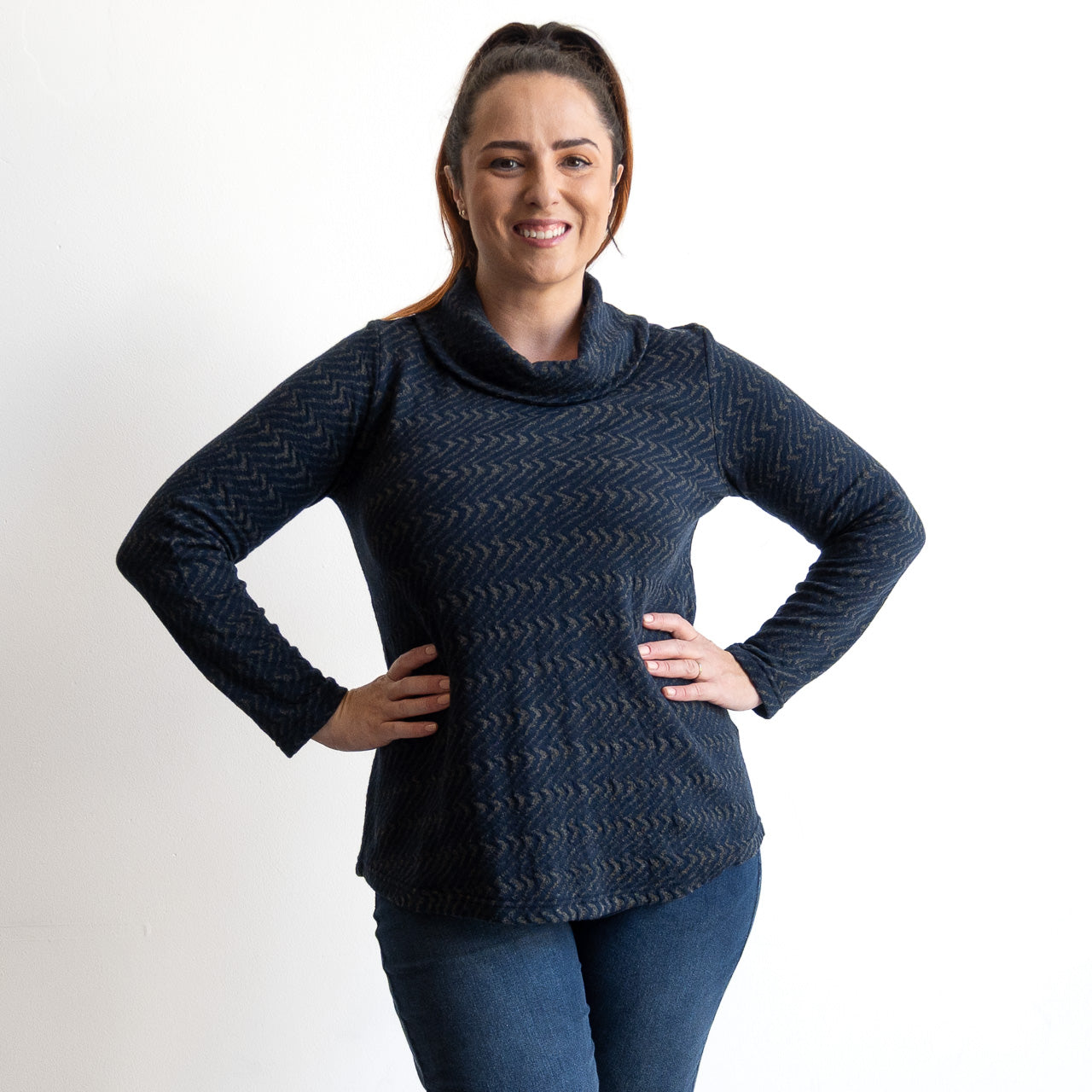 Cotton Knit Cowl Neck Top by Orientique - Maluku - 23121A