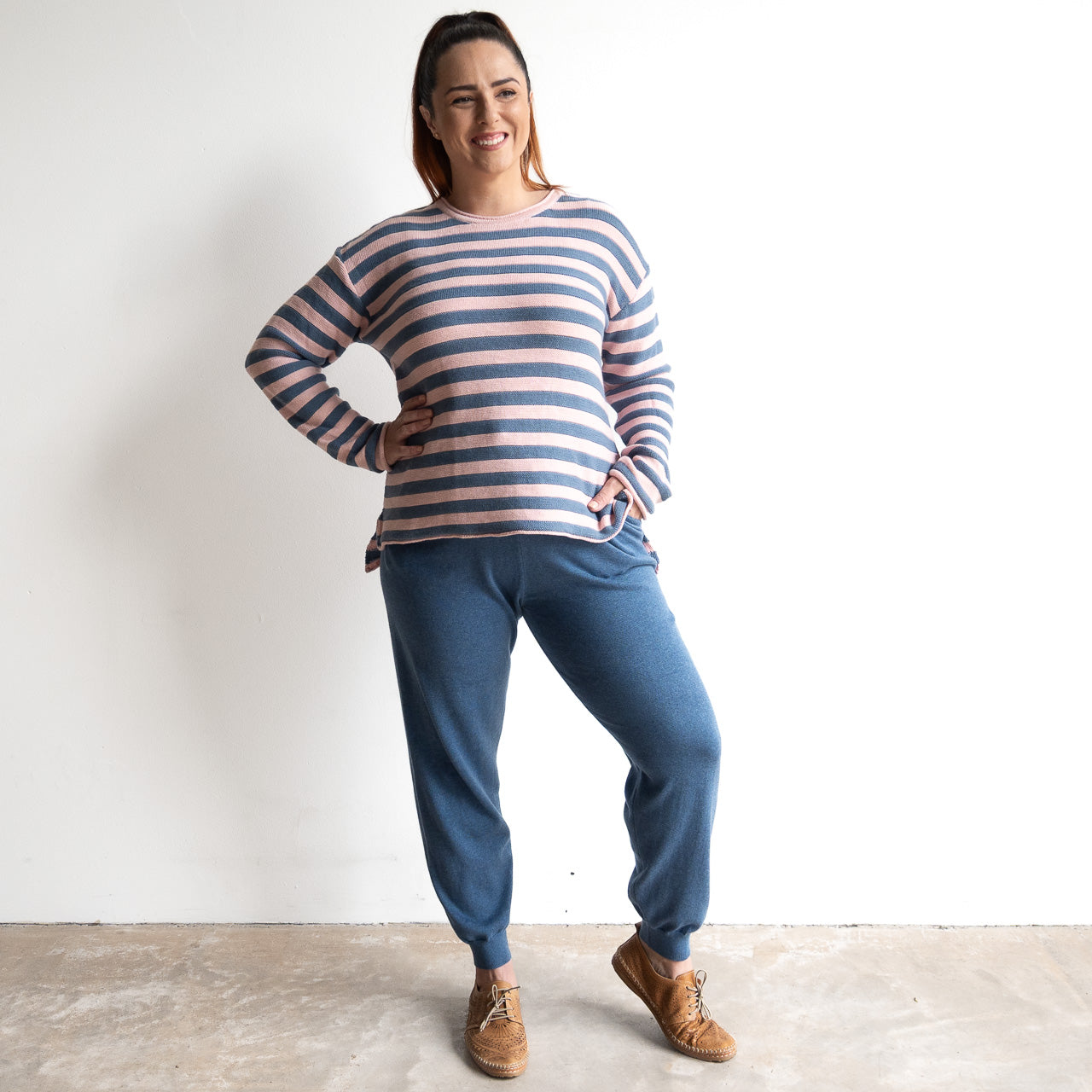 Organic Cotton Knit Jumper by Orientique - Stripe - 1328