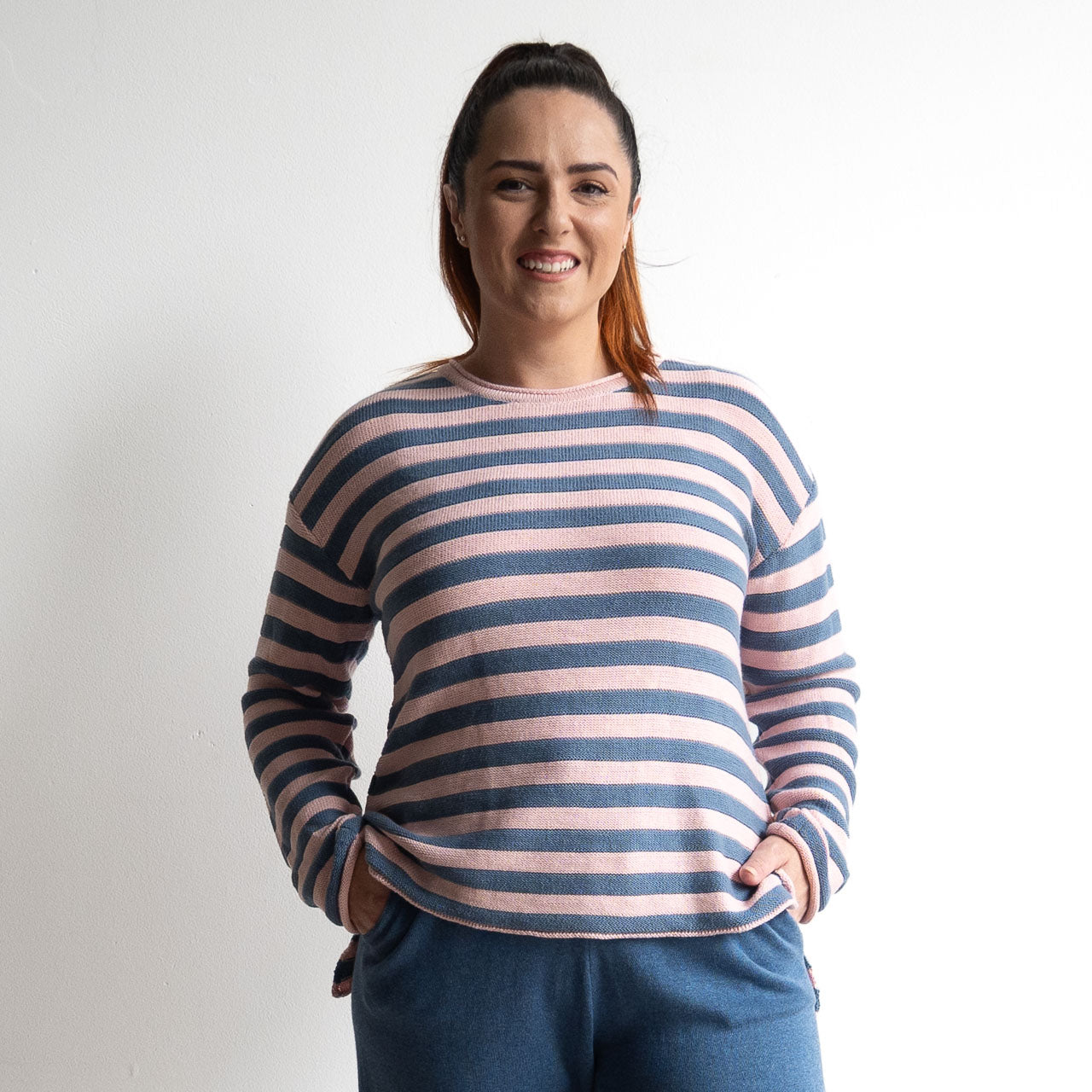 Organic Cotton Knit Jumper by Orientique - Stripe - 1328