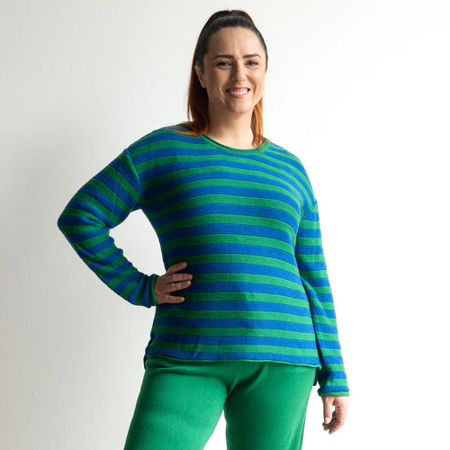 Organic Cotton Knit Jumper by Orientique - Stripe - 1328