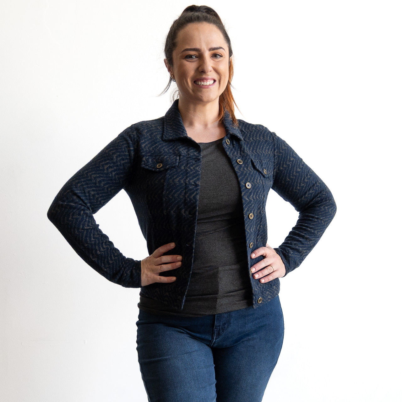 Cotton Knit Stretch Jacket by Orientique - Maluku - 23119