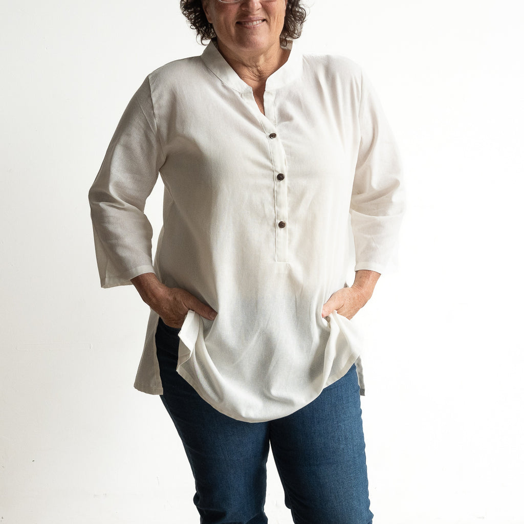 Cotton Kurta Tunic Top by KOBOMO Cotton Classics