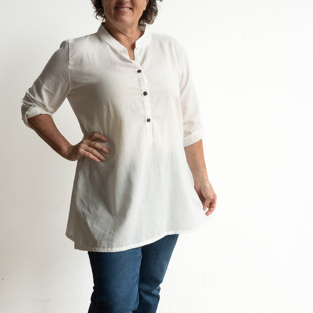 Cotton Kurta Tunic Top by KOBOMO Cotton Classics