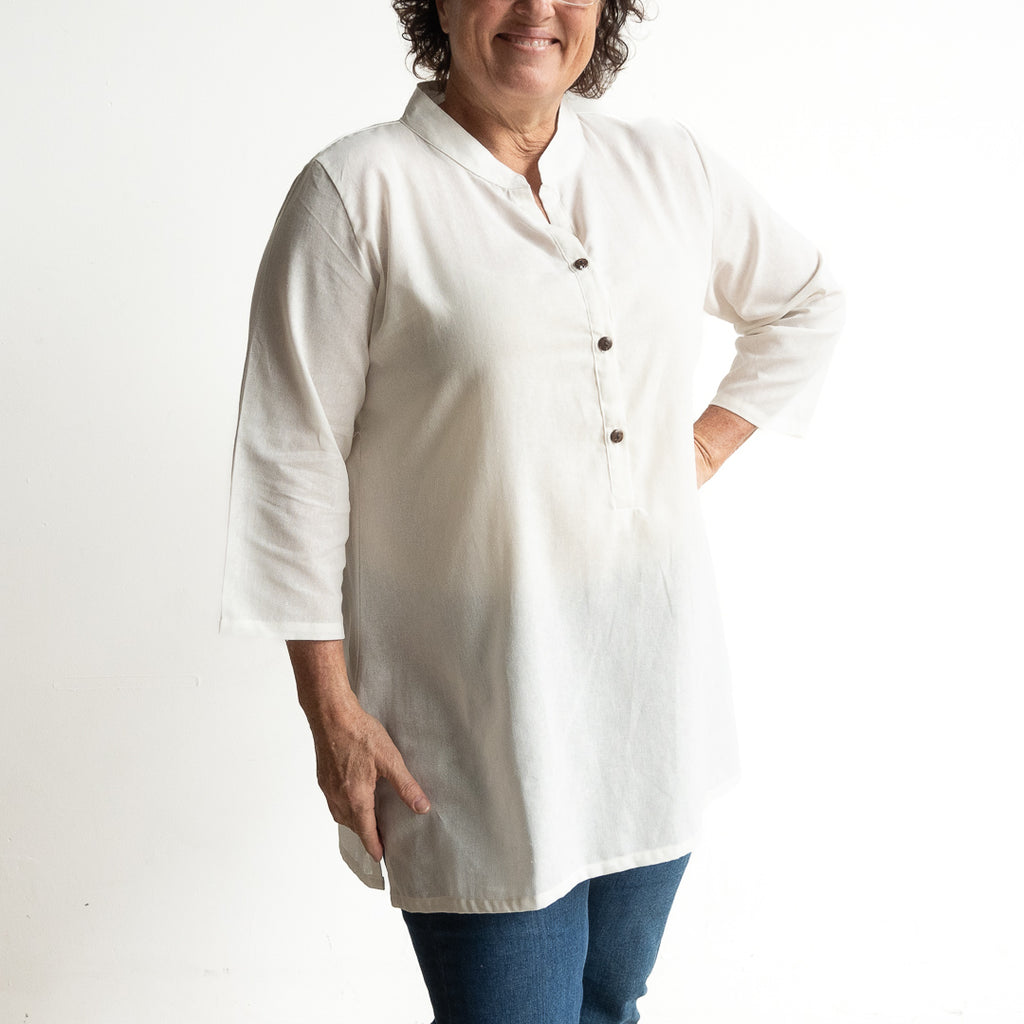 Cotton Kurta Tunic Top by KOBOMO Cotton Classics