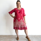Cotton Lace Hem Tunic Dress - Ornate Pink