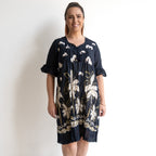 Cotton Lace Hem Tunic Dress - Seaside Navy