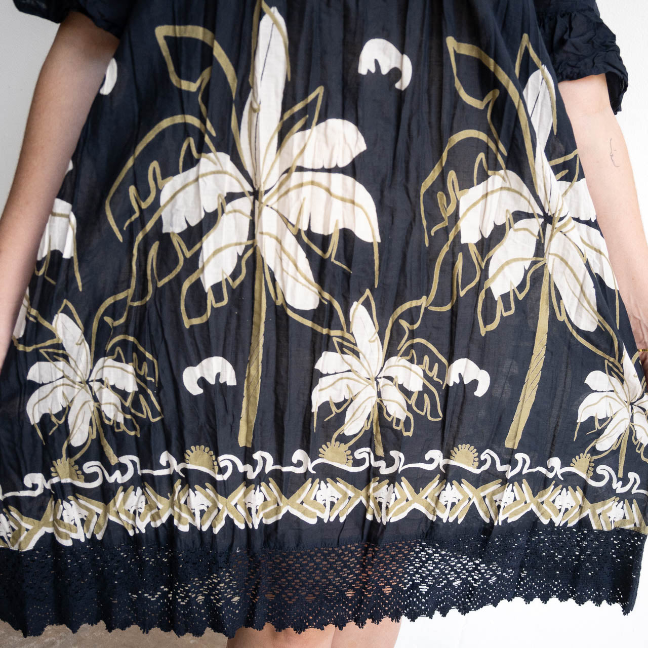 Cotton Lace Hem Tunic Dress - Seaside Navy