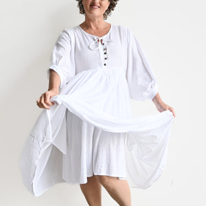 Cotton Romance Gown Dress - White KOBOMO