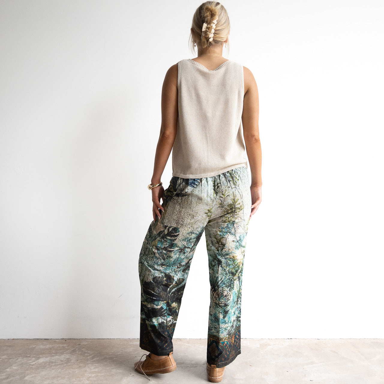 Cotton Corduroy Wide Leg Pant by Orientique - Tropical Jungle - 7621